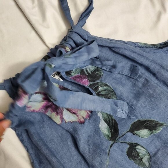 100% Lino Italian Linen Floral Sundress S (IT 42) - Picture 3 of 8